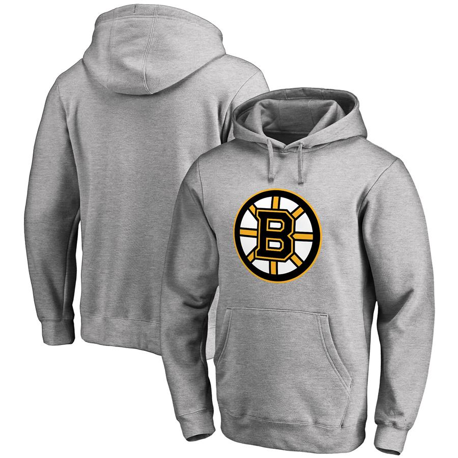 Boston Bruins Fanatics Branded Primary Team Logo Fleece Pullover Hoodie - Heathered Gray