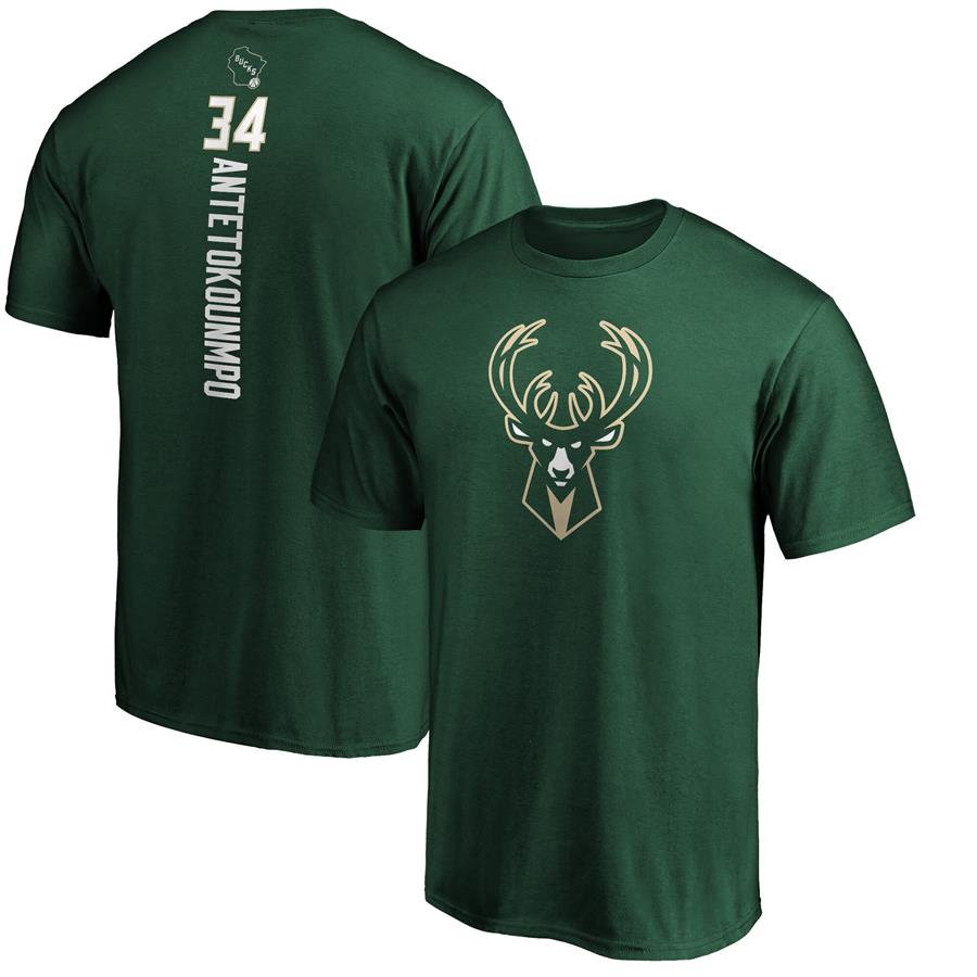 Giannis Antetokounmpo Milwaukee Bucks Fanatics Branded Playmaker Name & Number T-Shirt - Hunter Green