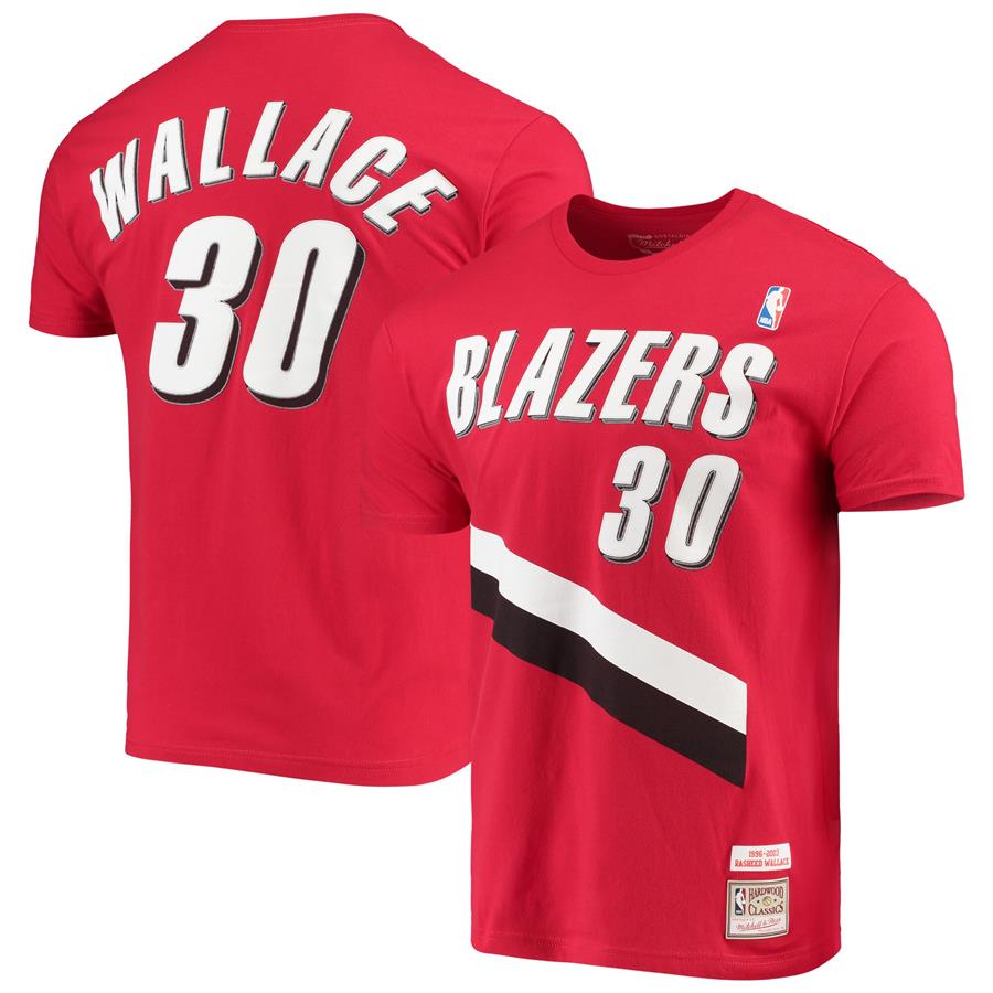 Rasheed Wallace Portland Trail Blazers Mitchell & Ness Hardwood Classics Player Name & Number T-Shirt - Red
