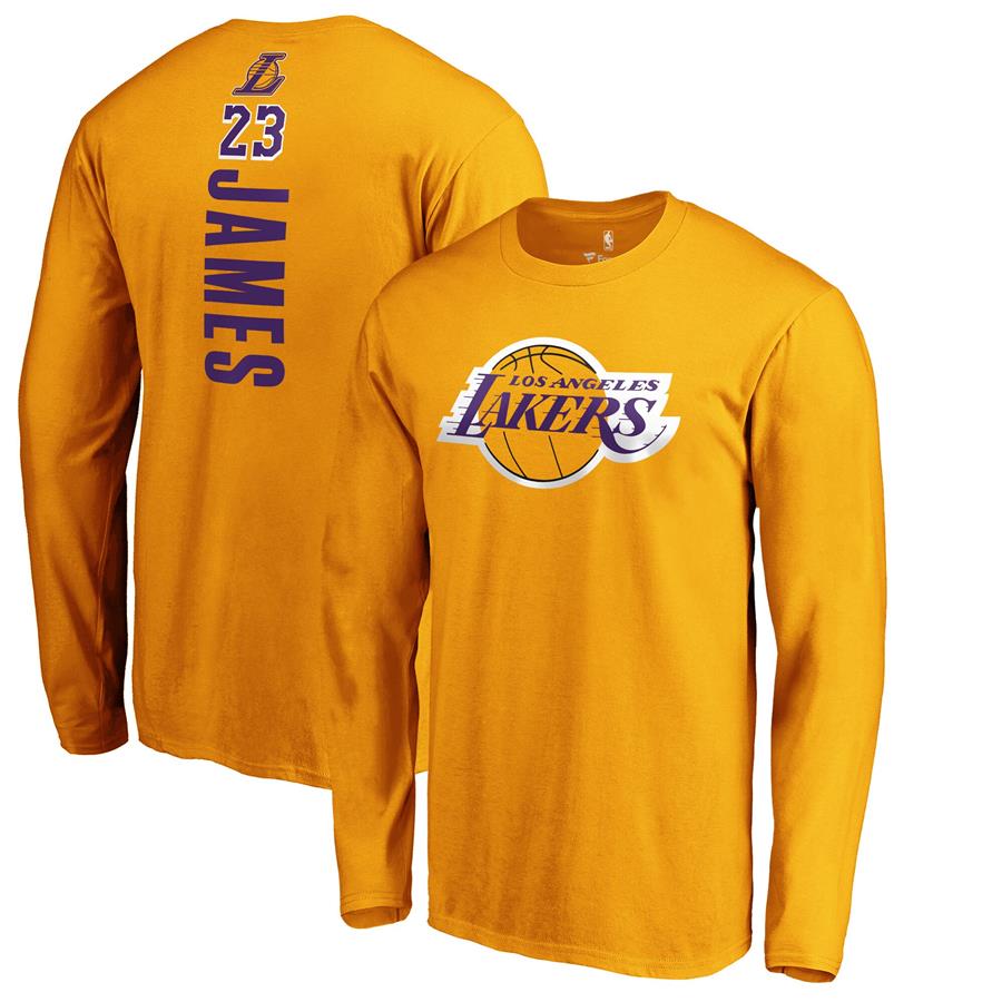 LeBron James Los Angeles Lakers Fanatics Branded Team Playmaker Name & Number Long Sleeve T-Shirt - Gold