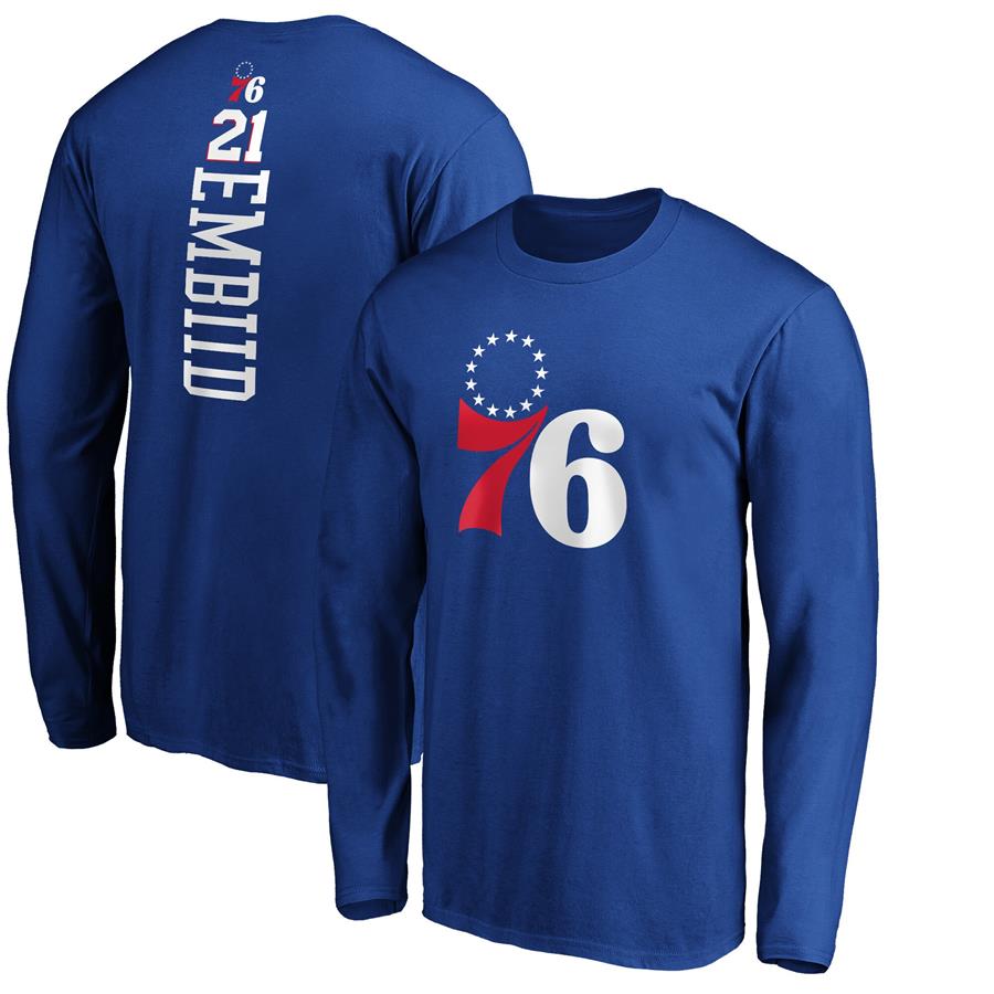 Joel Embiid Philadelphia 76ers Fanatics Branded Team Playmaker Name & Number Long Sleeve T-Shirt - Royal