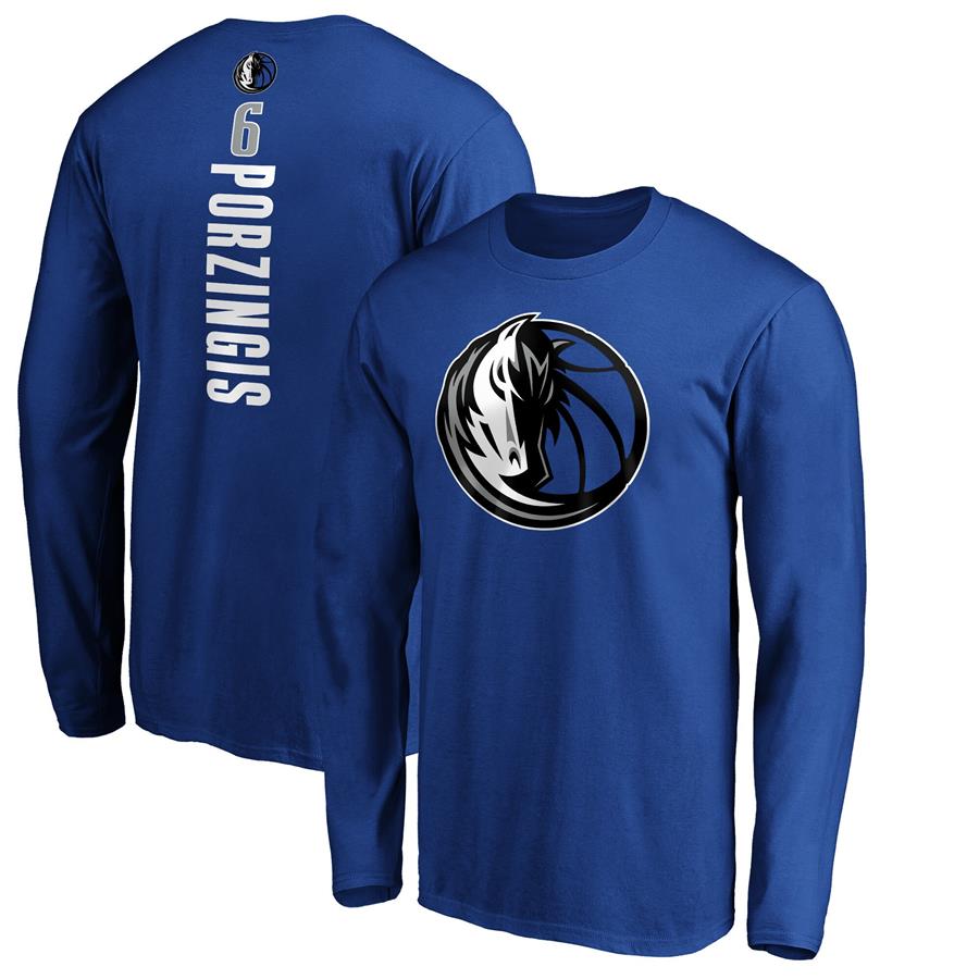 Kristaps Porzingis Dallas Mavericks Fanatics Branded Team Playmaker Name & Number Long Sleeve T-Shirt - Blue
