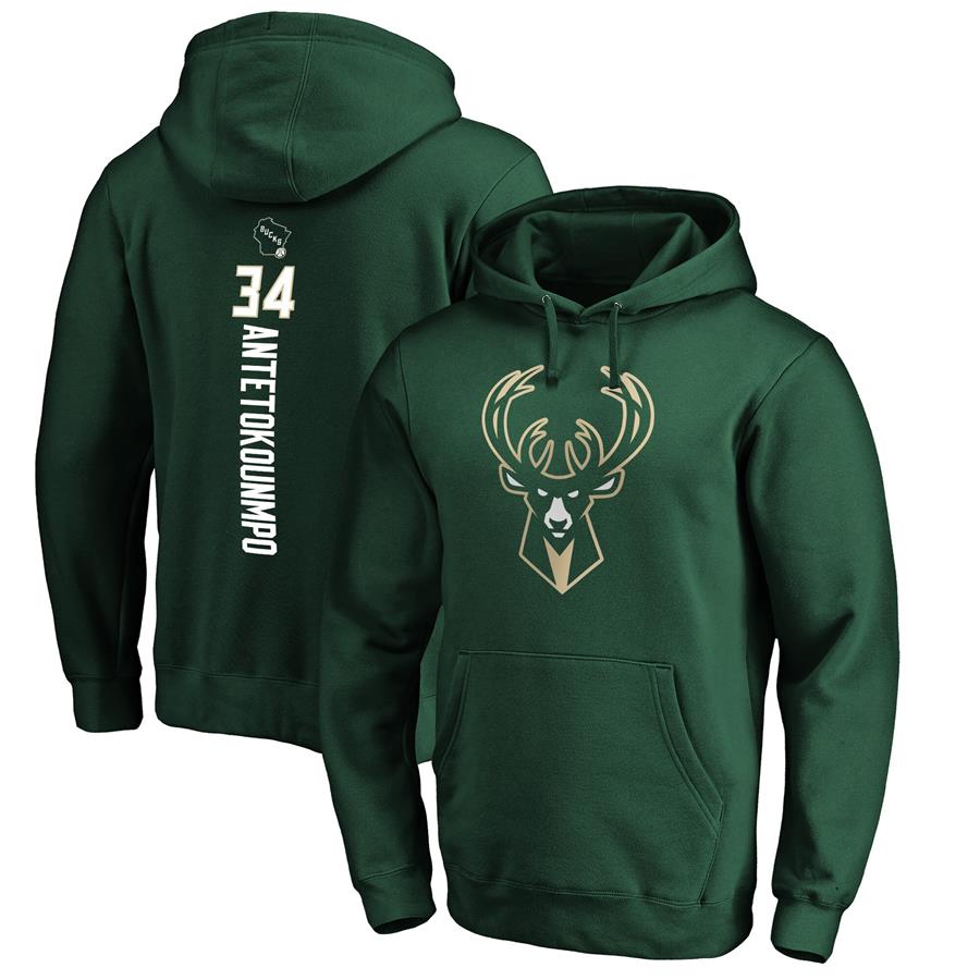 Giannis Antetokounmpo Milwaukee Bucks Fanatics Branded Team Playmaker Name & Number Pullover Hoodie - Hunter Green