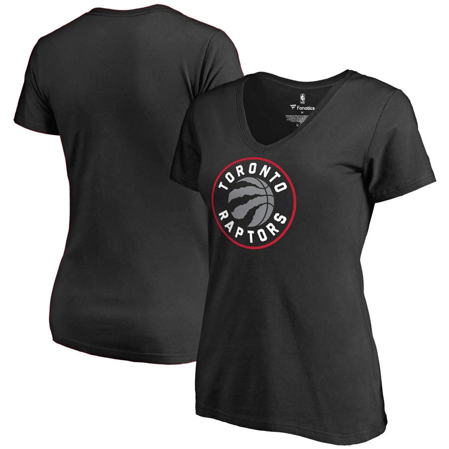 Toronto Raptors Fanatics Branded Women's Primary Logo Team V-Neck T-Shirt - Black
