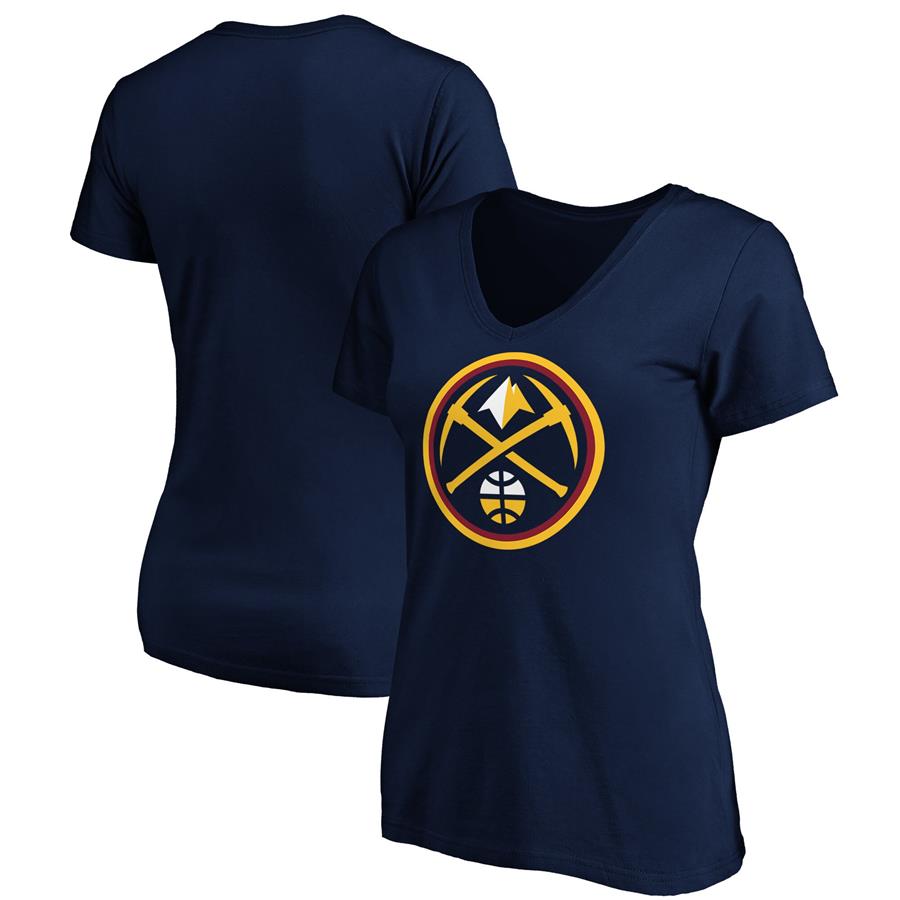 Denver Nuggets Fanatics Branded Women's Primary Logo Team V-Neck T-Shirt - Navy