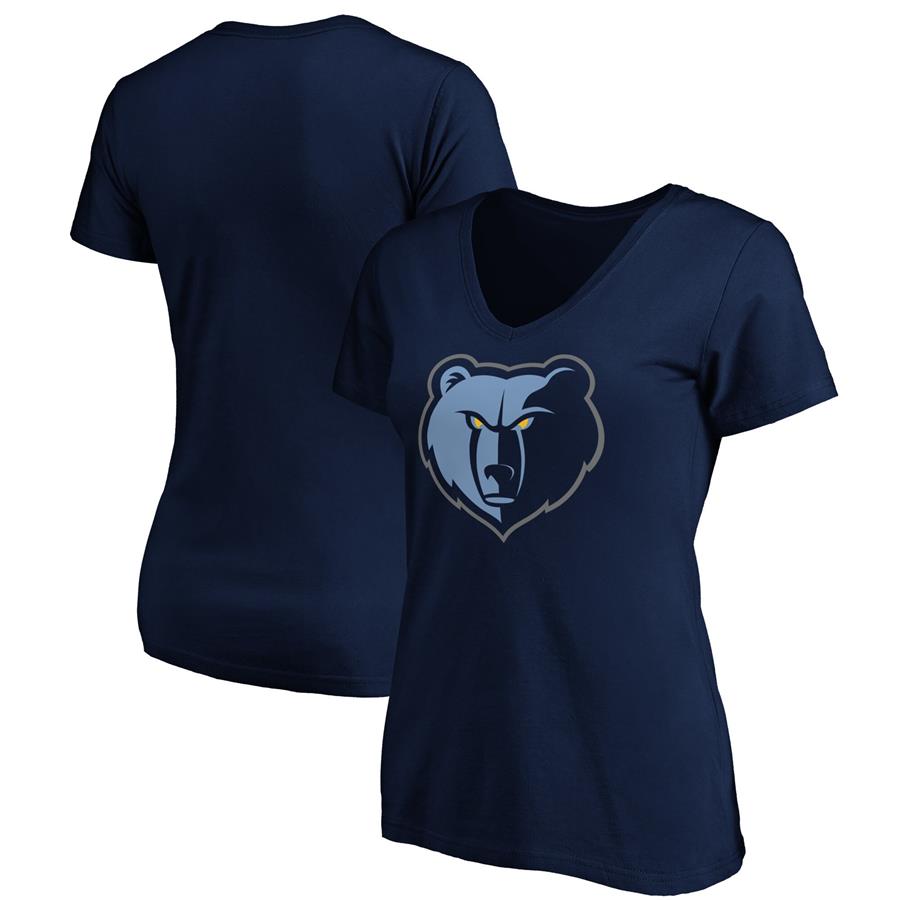 Memphis Grizzlies Fanatics Branded Women's Primary Logo Team V-Neck T-Shirt - Navy