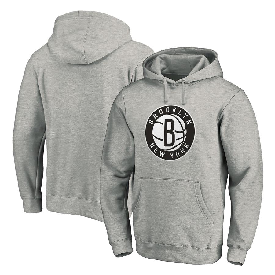 Brooklyn Nets Fanatics Branded Team Primary Logo Pullover Hoodie - Heathered Gray