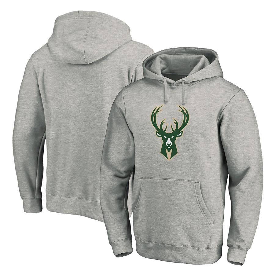 Milwaukee Bucks Fanatics Branded Team Primary Logo Pullover Hoodie - Heathered Gray