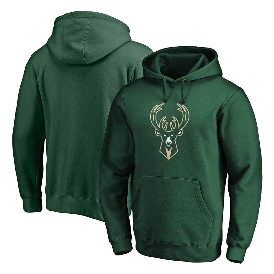 Milwaukee Bucks Fanatics Branded Primary Team Logo Pullover Hoodie - Hunter Green