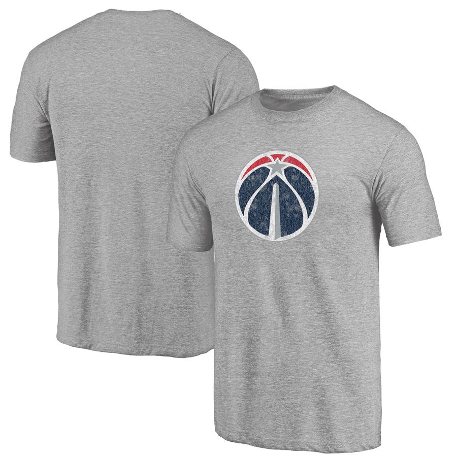 Washington Wizards Fanatics Branded Distressed Logo Tri-Blend T-Shirt - Heathered Gray