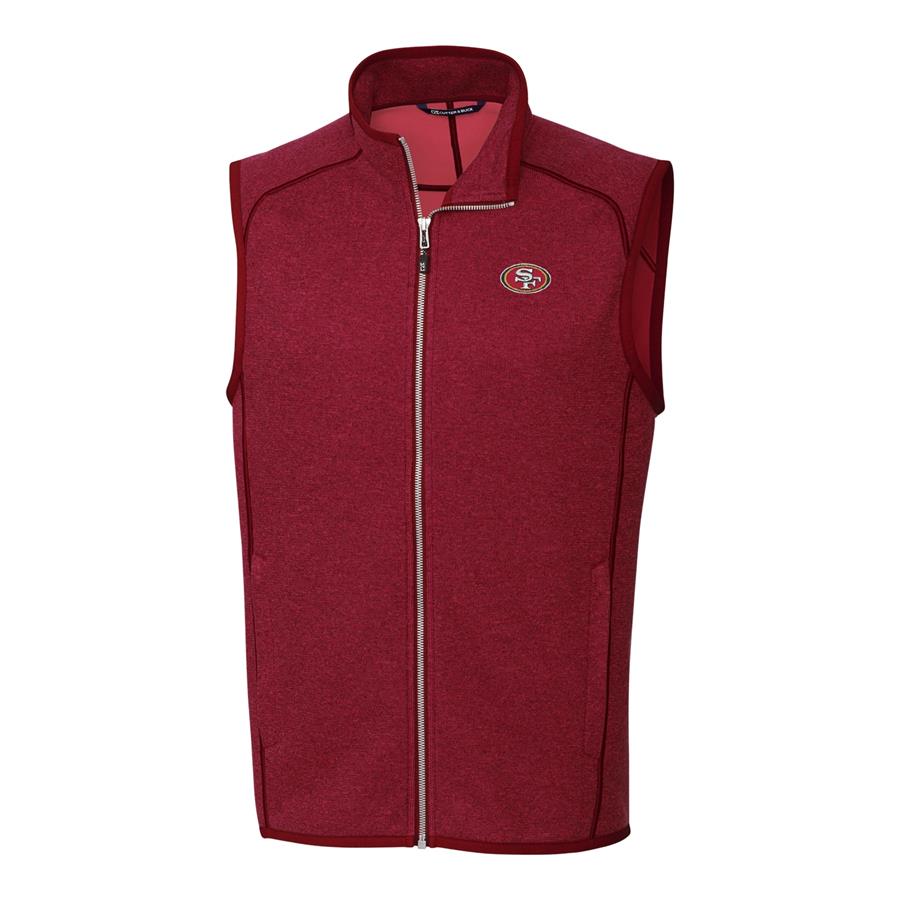 San Francisco 49ers Cutter & Buck Mainsail Sweater Knit Fleece Full-Zip Vest - Scarlet
