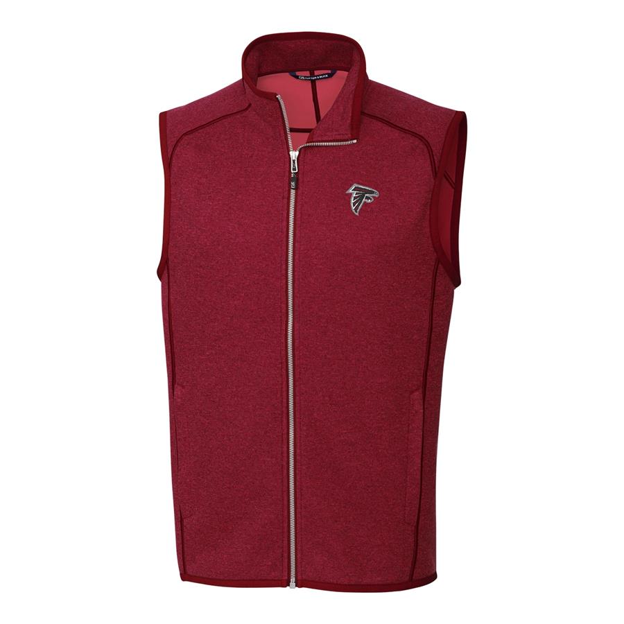 Atlanta Falcons Cutter & Buck Mainsail Sweater Knit Fleece Full-Zip Vest - Red