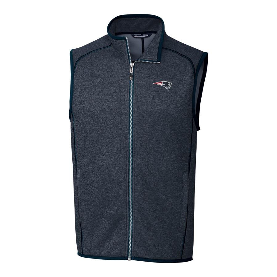 New England Patriots Cutter & Buck Mainsail Sweater Knit Fleece Full-Zip Vest - Navy