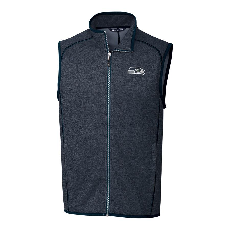 Жилет на молнии Seattle Seahawks Cutter & Buck Mainsail Sweater Knit Fleece (тёмно-синий)