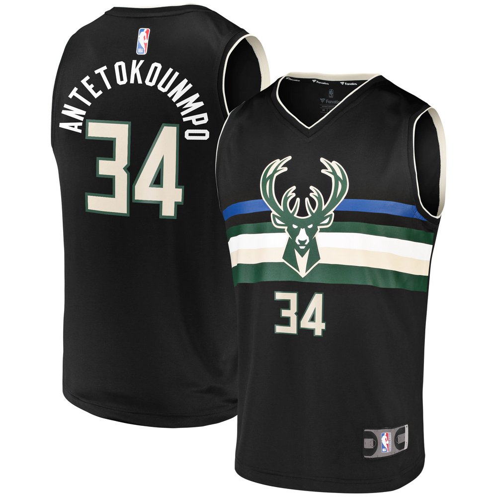 Giannis Antetokounmpo Milwaukee Bucks Fanatics Branded Fast Break Team Replica Jersey - Statement Edition - Black