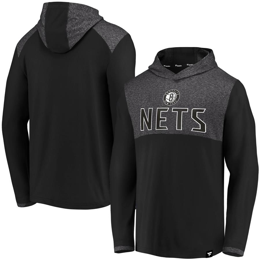 Brooklyn Nets Fanatics Branded Iconic Stealth Marble Blocked Pullover Hoodie - Black
