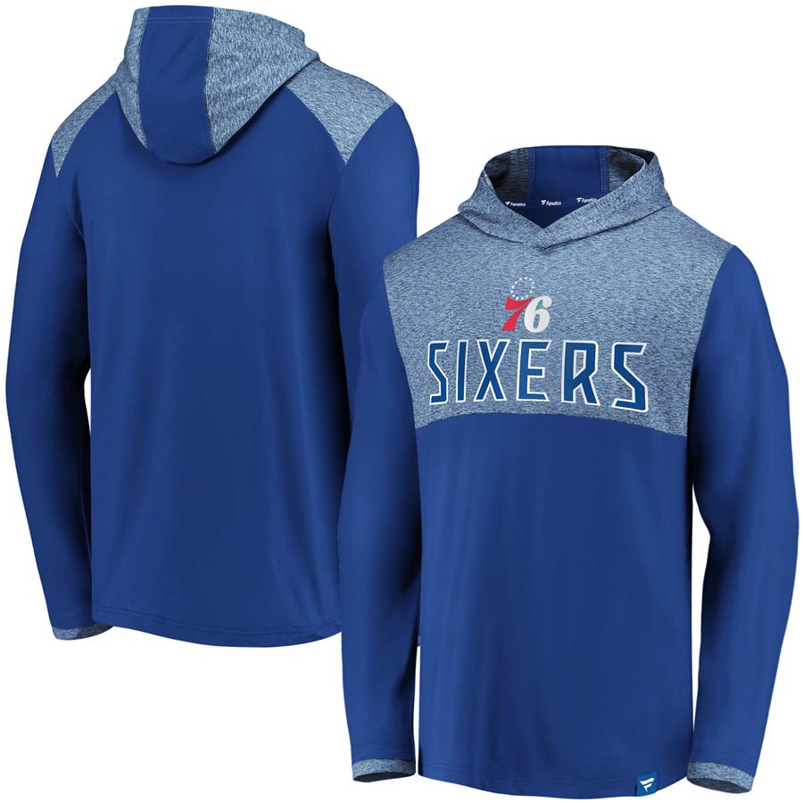 Philadelphia 76ers Fanatics Branded Iconic Stealth Marble Blocked Pullover Hoodie - Royal