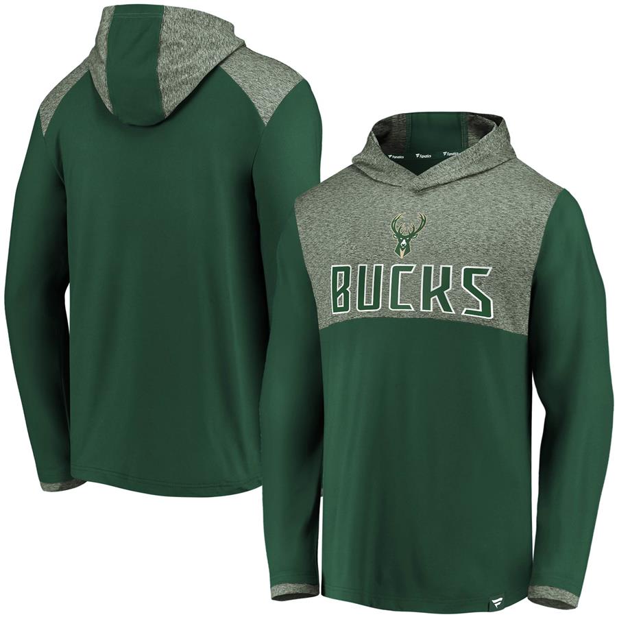 Milwaukee Bucks Fanatics Branded Iconic Stealth Marble Blocked Pullover Hoodie - Green