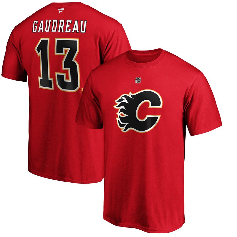 Johnny Gaudreau Calgary Flames Fanatics Branded Authentic Stack Player Name & Number T-Shirt - Red