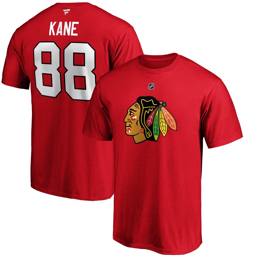 Patrick Kane Chicago Blackhawks Fanatics Branded Authentic Stack Player Name & Number T-Shirt - Red