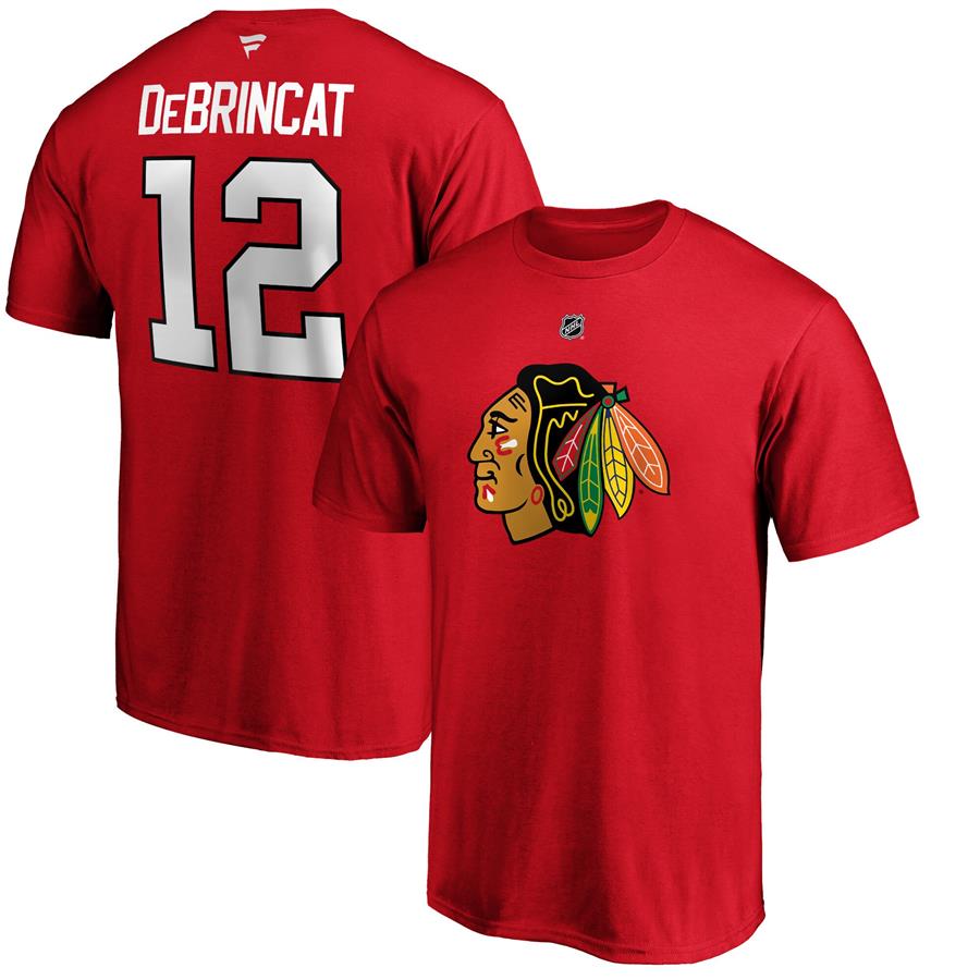 Alex DeBrincat Chicago Blackhawks Fanatics Branded Authentic Stack Player Name & Number T-Shirt - Red