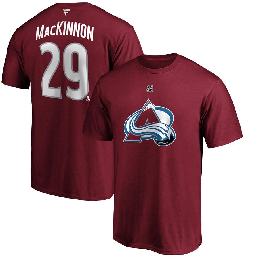 Nathan MacKinnon Colorado Avalanche Fanatics Branded Authentic Stack Player Name & Number T-Shirt - Burgundy