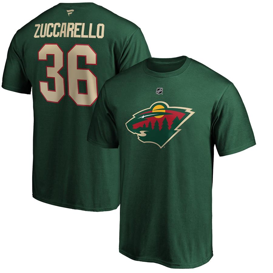 Mats Zuccarello Minnesota Wild Fanatics Branded Authentic Stack Name & Number Team T-Shirt - Green