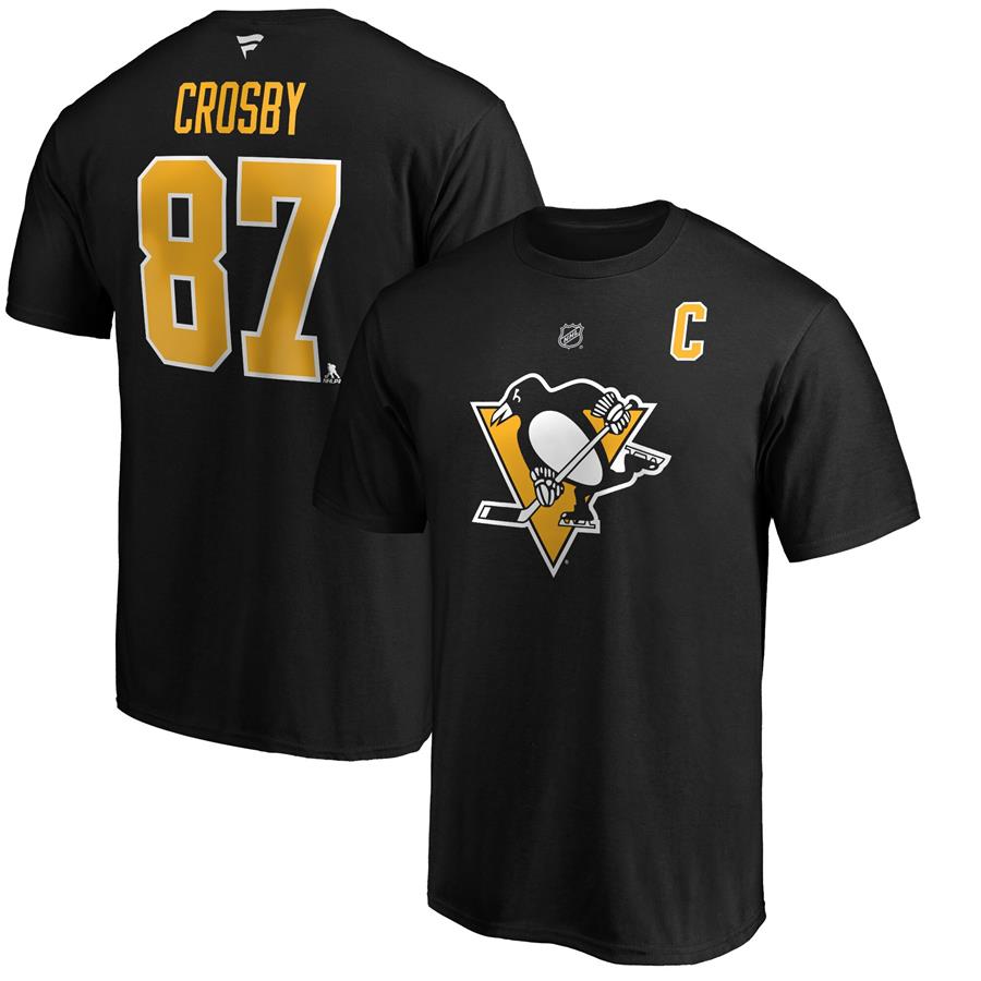 Sidney Crosby Pittsburgh Penguins Fanatics Branded Authentic Stack Player Name & Number T-Shirt - Black