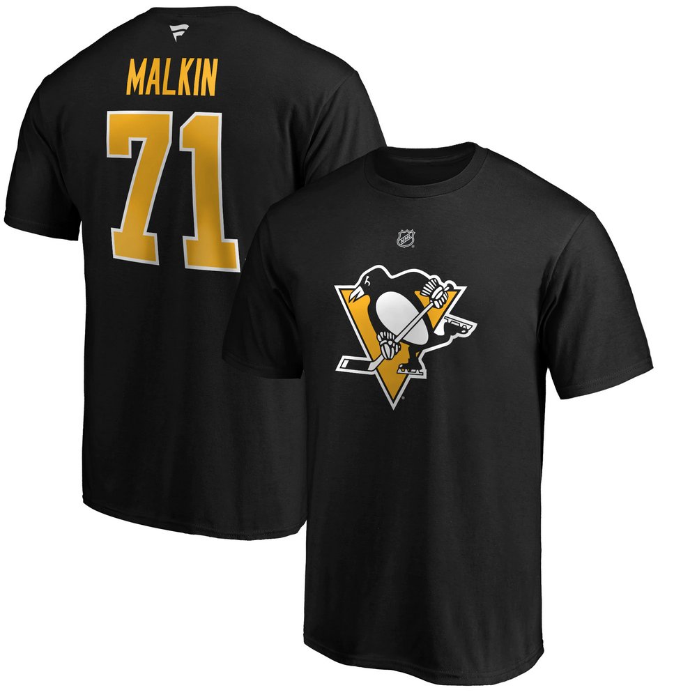 Evgeni Malkin Pittsburgh Penguins Fanatics Branded Authentic Stack Player Name & Number T-Shirt - Black