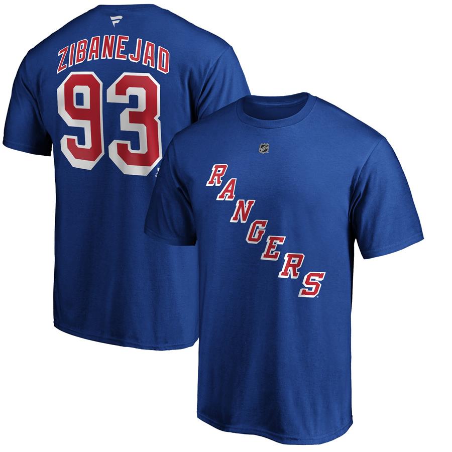 Mika Zibanejad New York Rangers Fanatics Branded Authentic Stack Player Name & Number T-Shirt - Blue