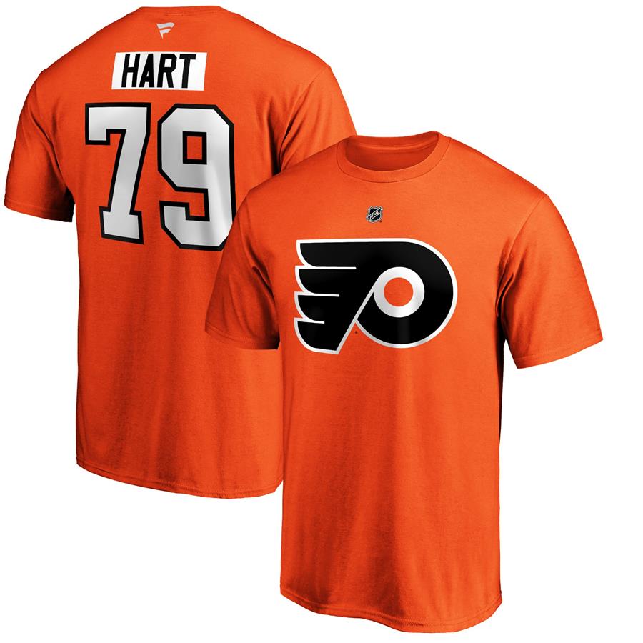 Carter Hart Philadelphia Flyers Fanatics Branded Authentic Stack Player Name & Number T-Shirt - Orange