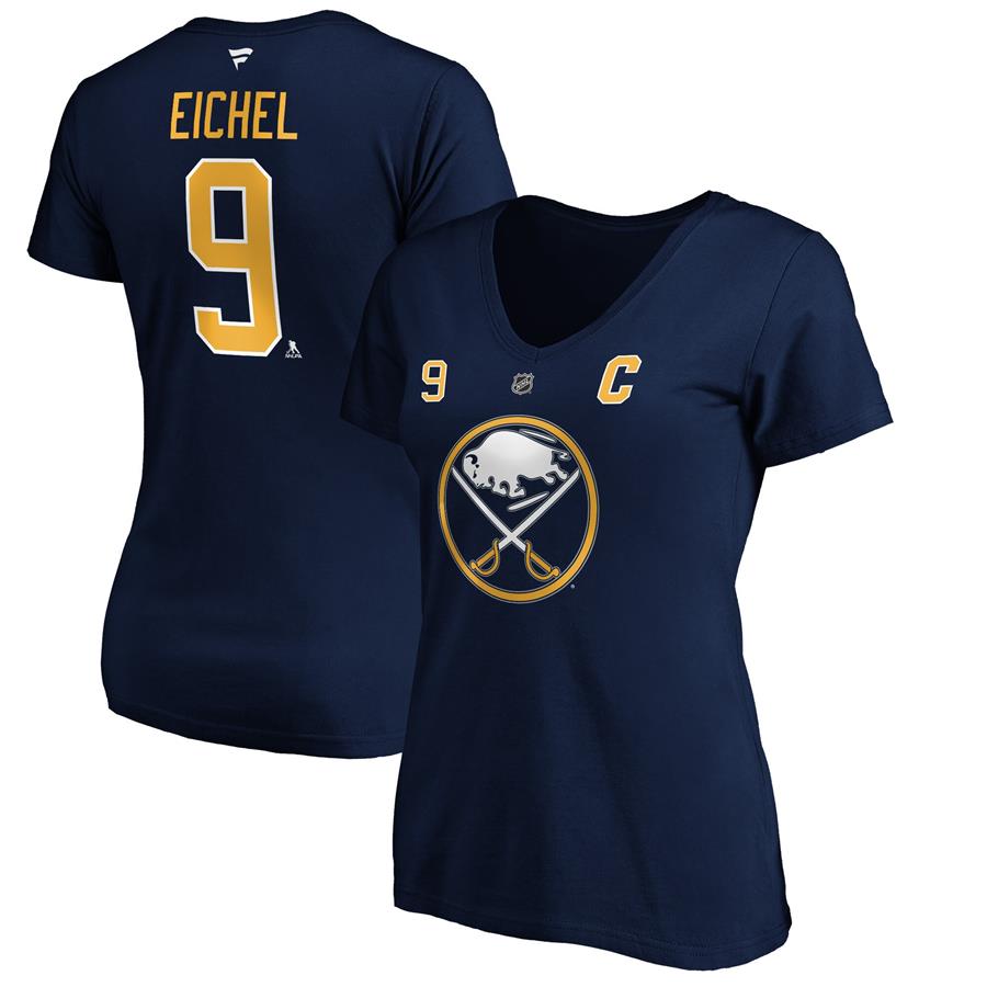 Jack Eichel Buffalo Sabres Fanatics Branded Women's Authentic Stack Name & Number V-Neck T-Shirt - Navy