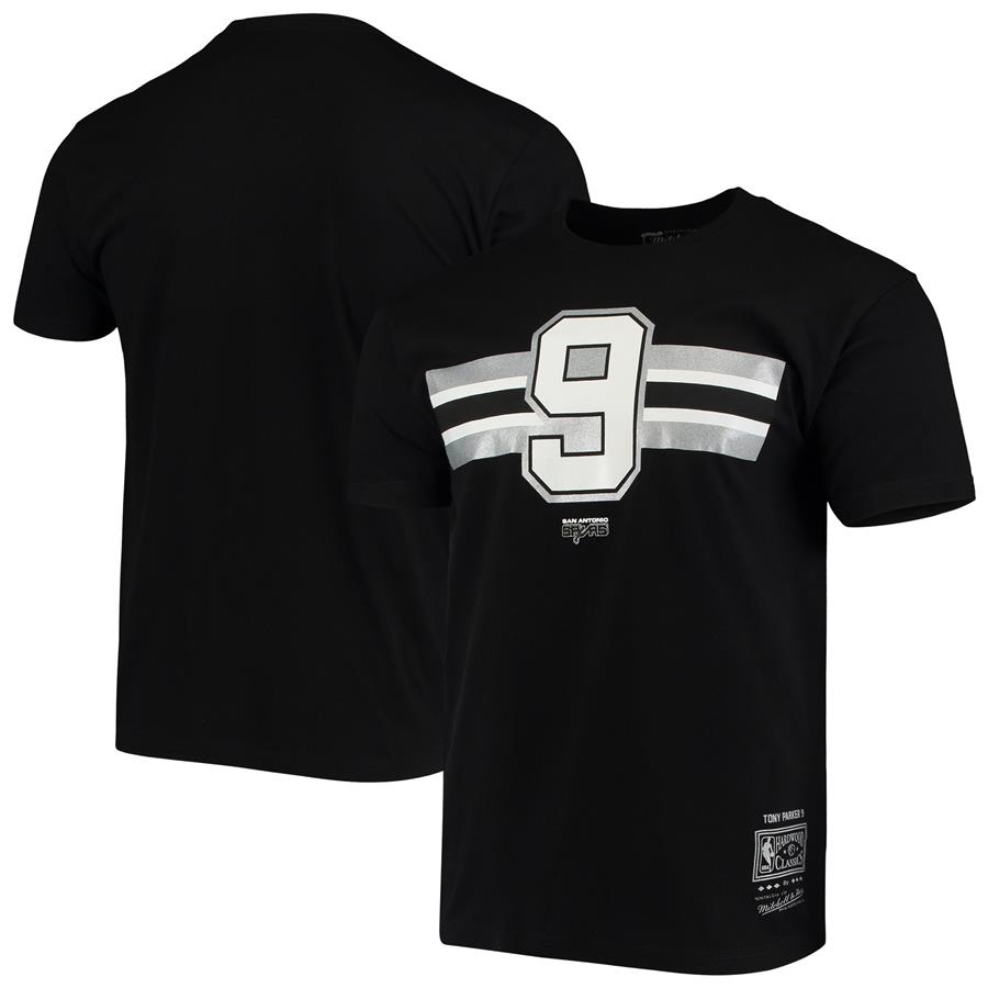 Tony Parker San Antonio Spurs Mitchell & Ness Team Stripe T-Shirt - Black