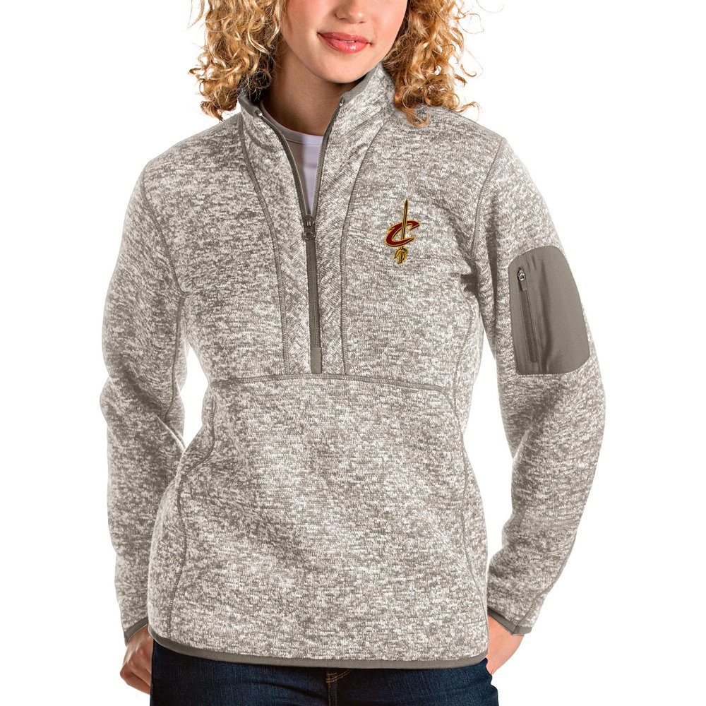 Cleveland Cavaliers Antigua Women's Fortune Quarter-Zip Pullover Jacket - Natural
