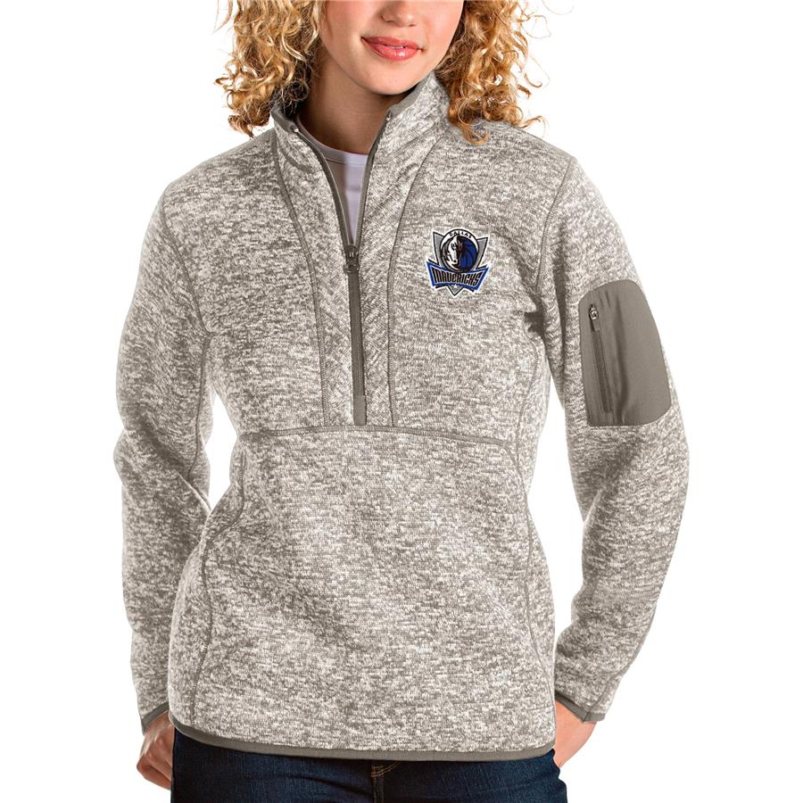 Dallas Mavericks Antigua Women's Fortune Quarter-Zip Pullover Jacket - Natural