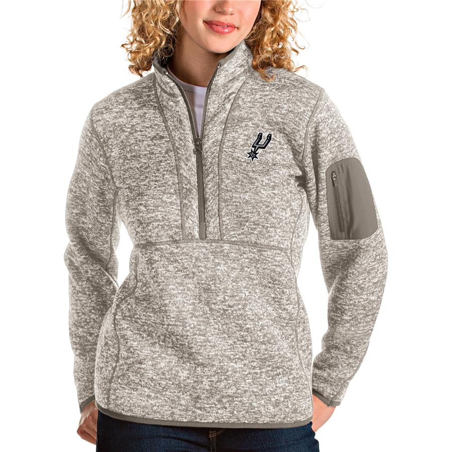 San Antonio Spurs Antigua Women's Fortune Quarter-Zip Pullover Jacket - Natural