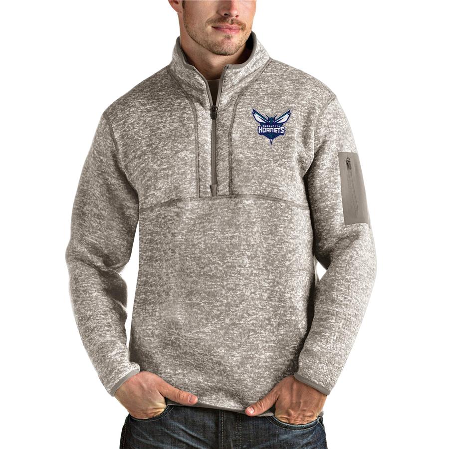 Charlotte Hornets Antigua Fortune Quarter-Zip Pullover Jacket - Natural