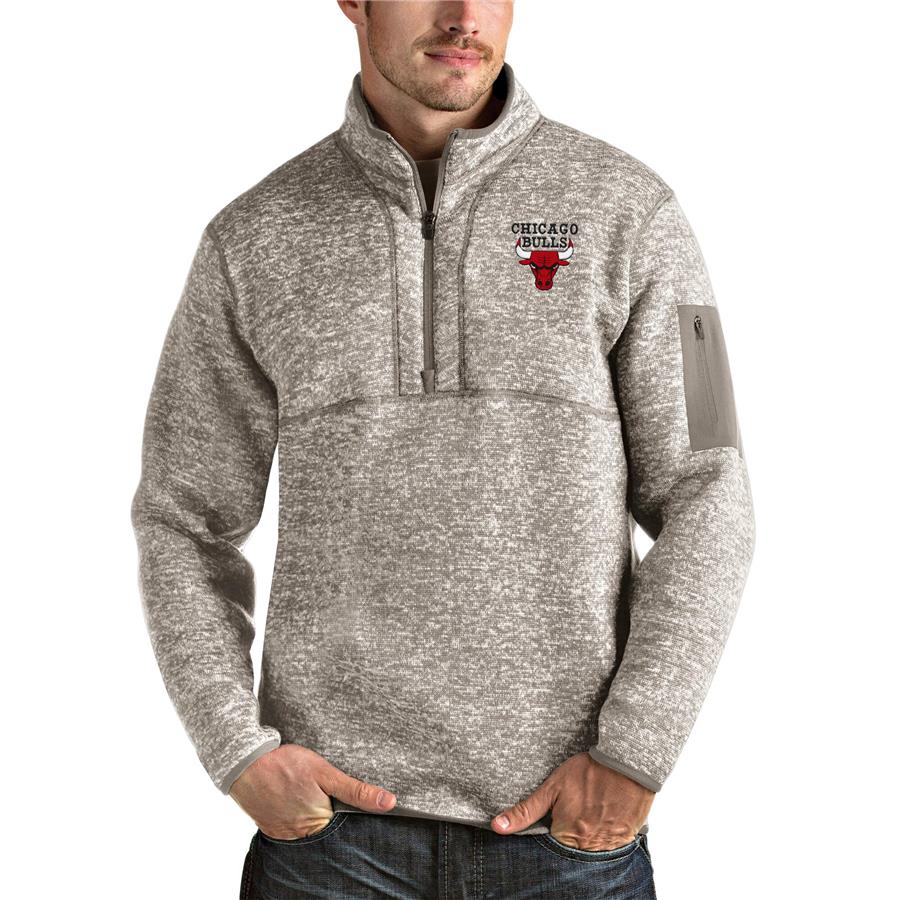 Chicago Bulls Antigua Fortune Quarter-Zip Pullover Jacket - Natural