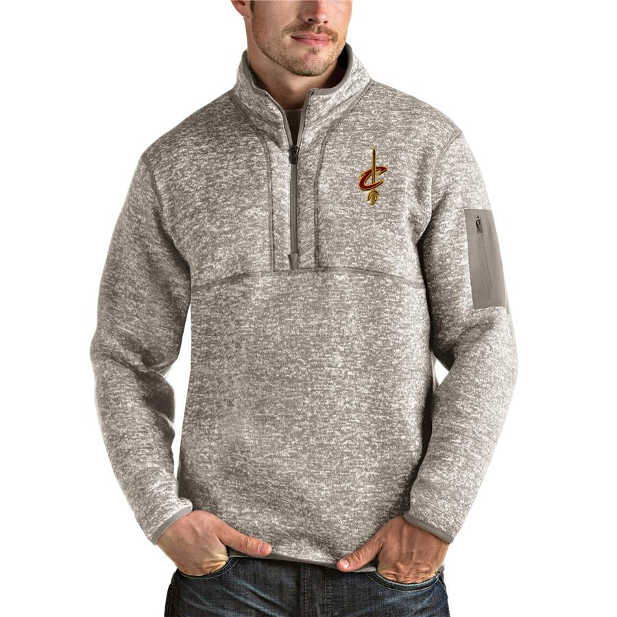 Cleveland Cavaliers Antigua Fortune Quarter-Zip Pullover Jacket - Natural