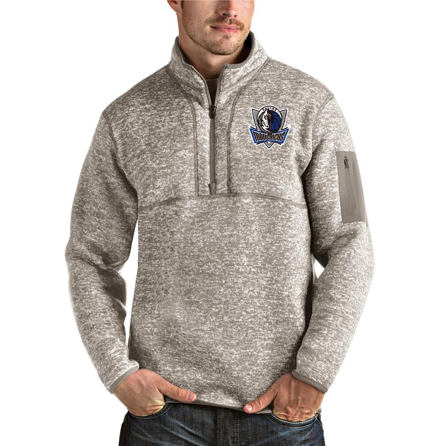 Dallas Mavericks Antigua Fortune Quarter-Zip Pullover Jacket - Natural