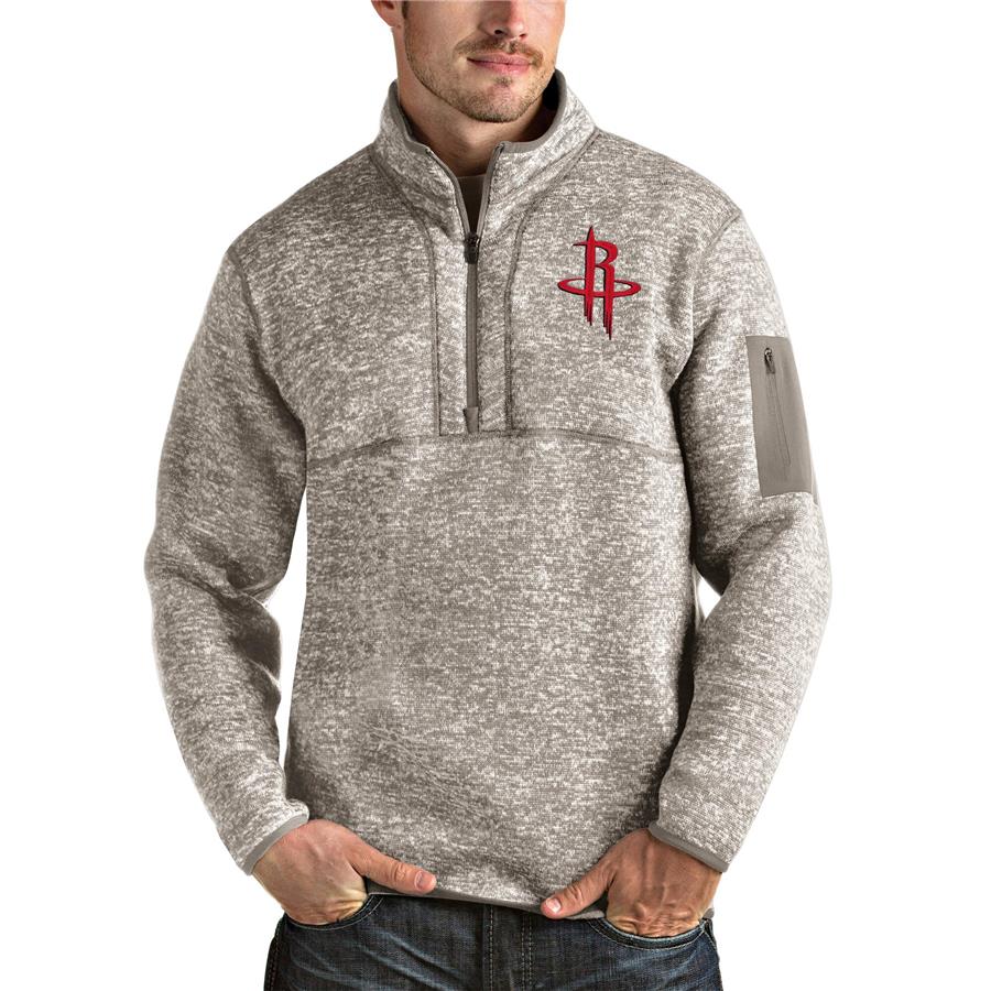 Houston Rockets Antigua Fortune Quarter-Zip Pullover Jacket - Natural