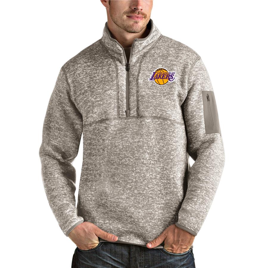 Los Angeles Lakers Antigua Fortune Quarter-Zip Pullover Jacket - Natural