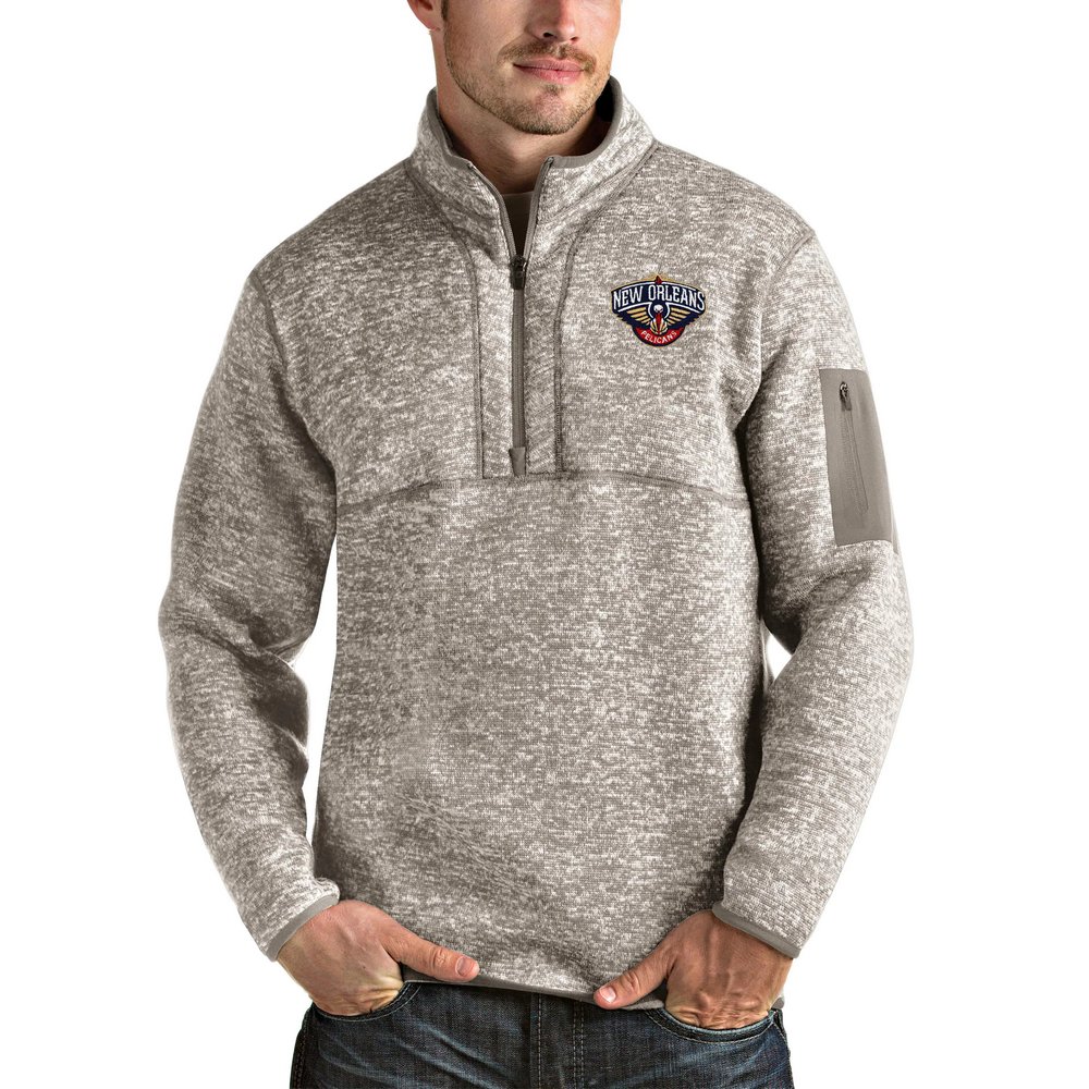 New Orleans Pelicans Antigua Fortune Quarter-Zip Pullover Jacket - Natural