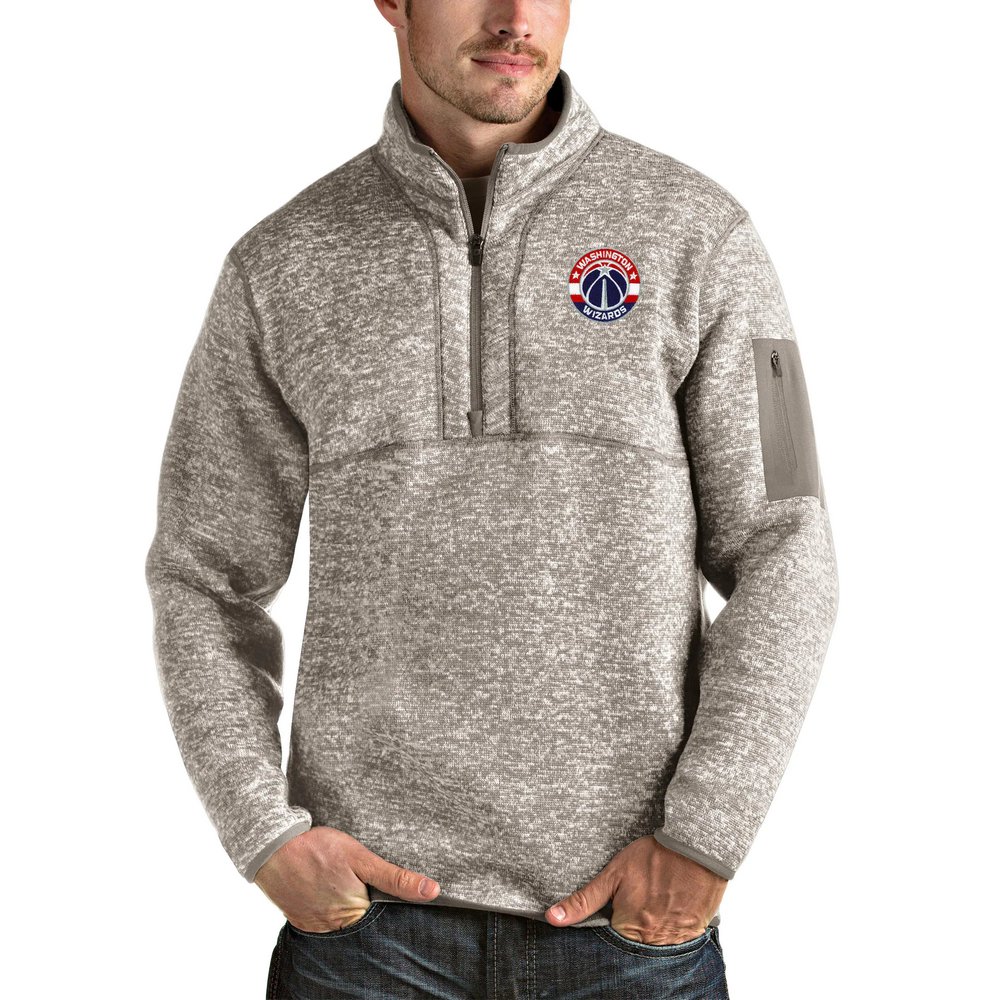 Washington Wizards Antigua Fortune Quarter-Zip Pullover Jacket - Natural