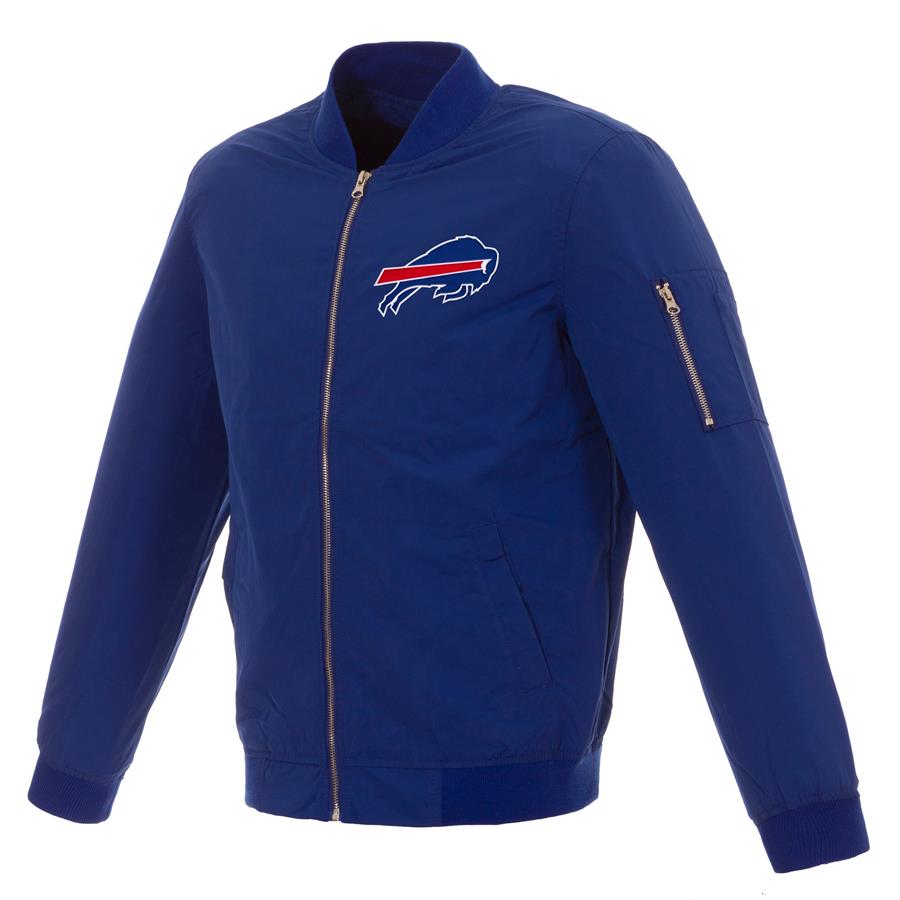 Buffalo Bills NFL Pro Line by Fanatics Branded Nylon Full-Zip Bomber Jacket - Royal