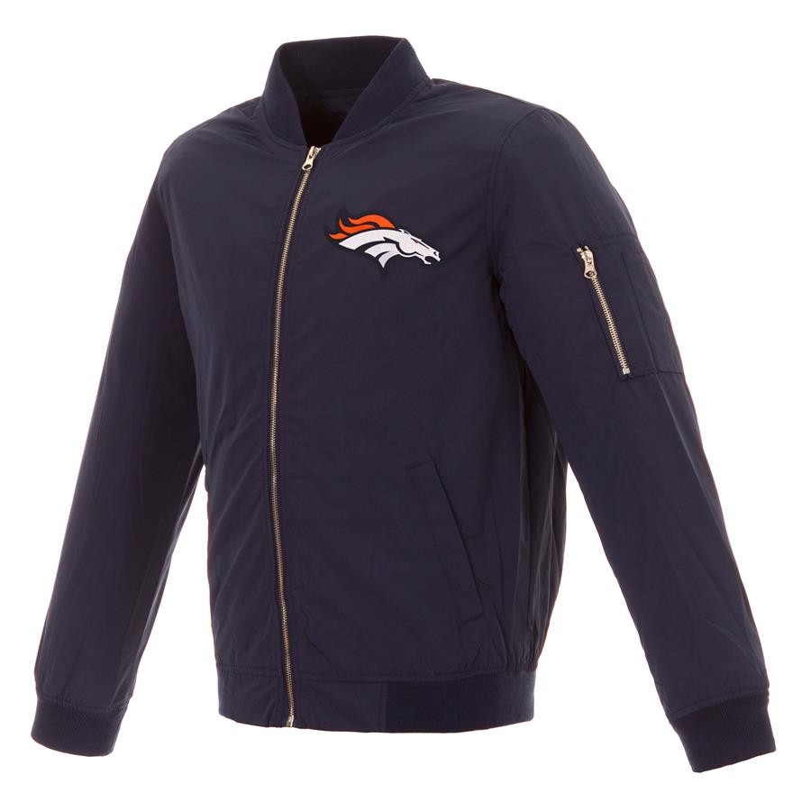 Denver Broncos NFL Pro Line by Fanatics Branded Nylon Full-Zip Bomber Jacket - Navy