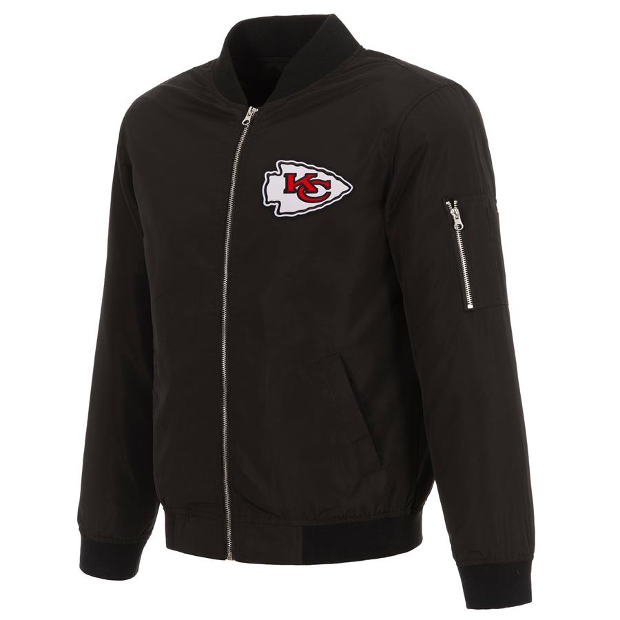 Kansas City Chiefs NFL Pro Line by Fanatics Branded Nylon Full-Zip Bomber Jacket - Black