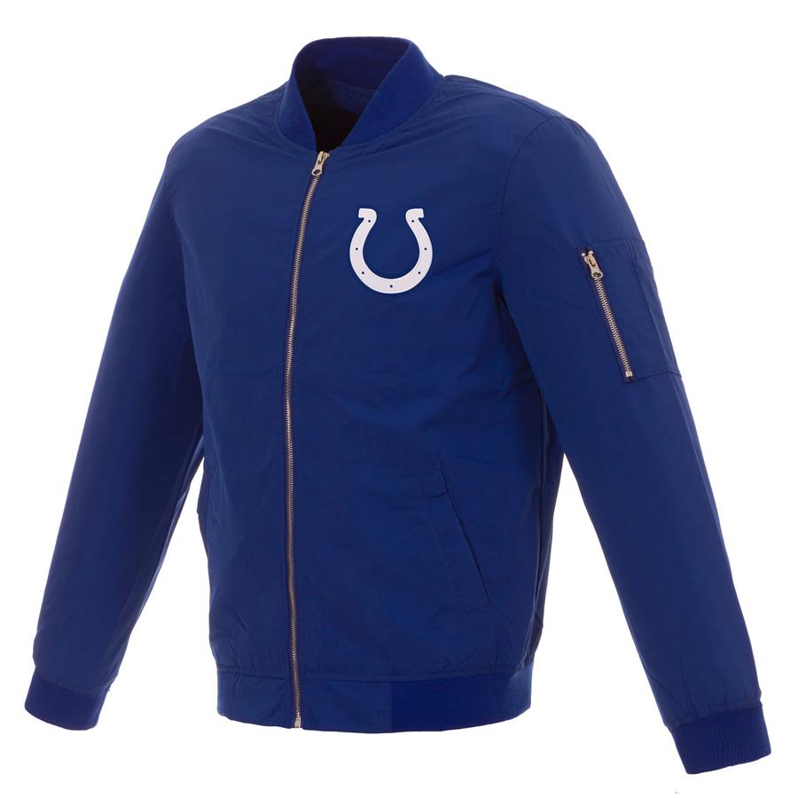 Indianapolis Colts NFL Pro Line by Fanatics Branded Nylon Full-Zip Bomber Jacket - Royal