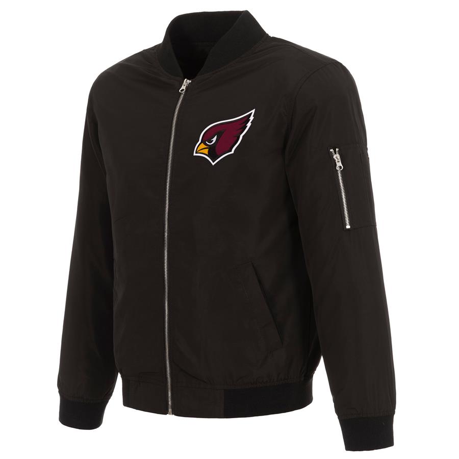 Arizona Cardinals NFL Pro Line by Fanatics Branded Nylon Full-Zip Bomber Jacket - Black