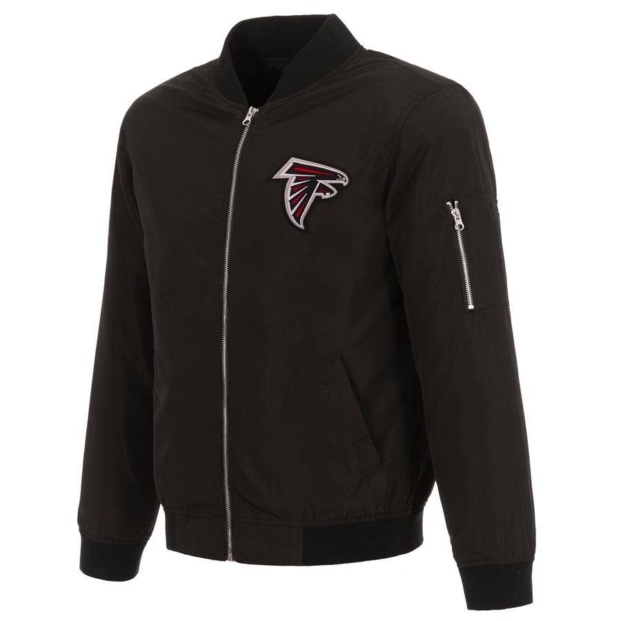 Atlanta Falcons NFL Pro Line by Fanatics Branded Nylon Full-Zip Bomber Jacket - Black